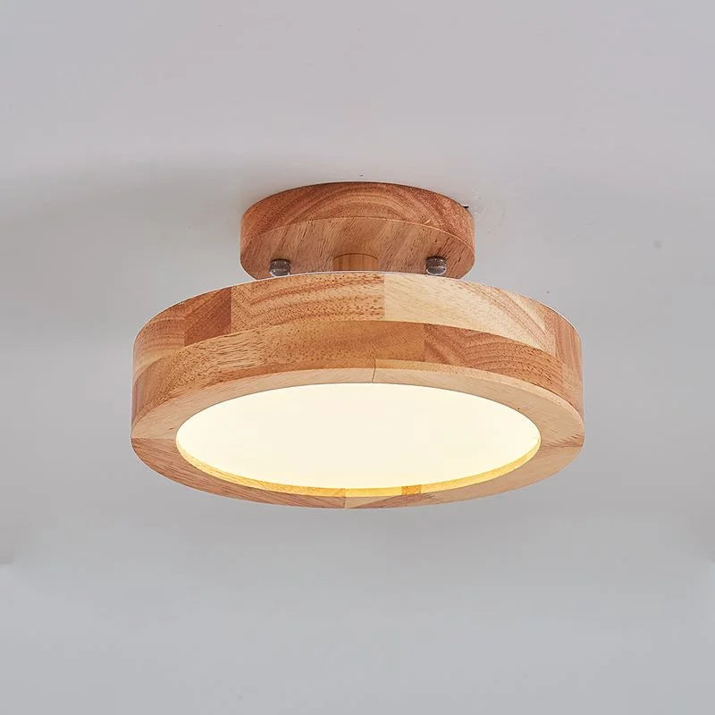 Afralia™ Round Wood LED Ceiling Lights for Modern Home Decor