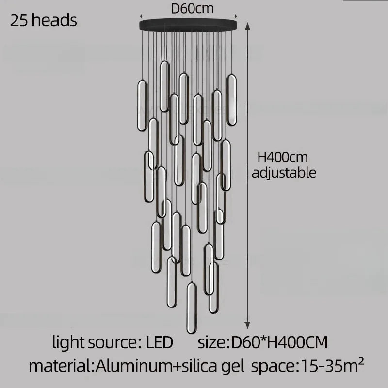 Afralia™ LED Staircase Branch Chandelier for Modern Living & Dining Rooms