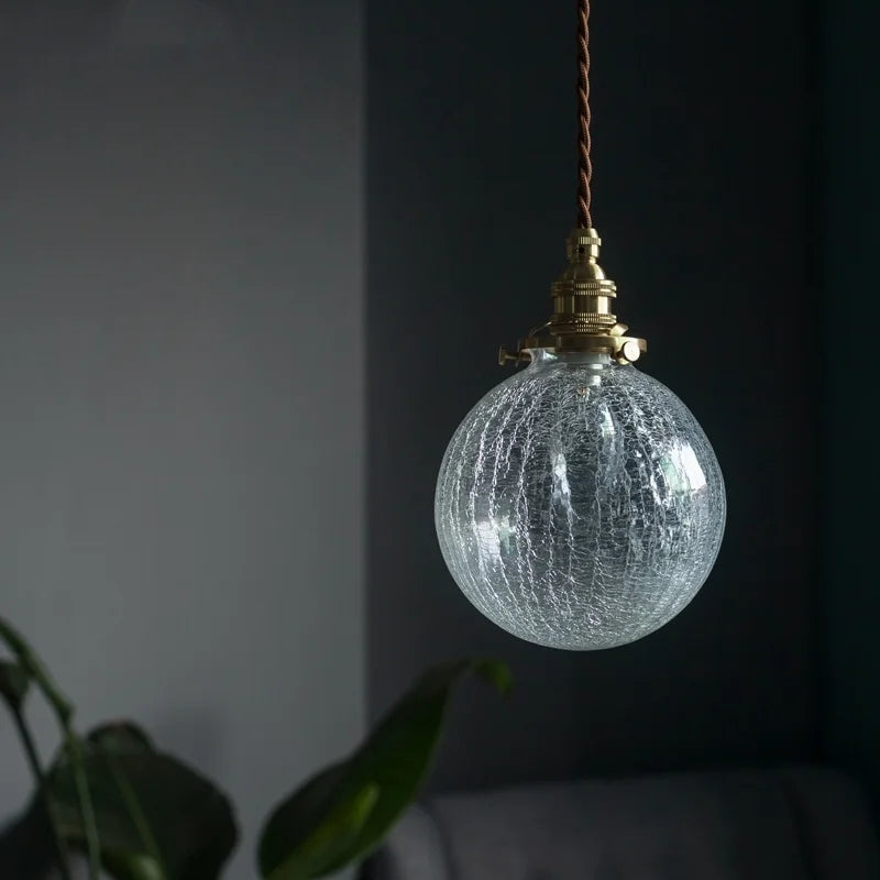 Afralia™ Cracked Glass LED Pendant Light for Cafe Bar Kitchen Living Room
