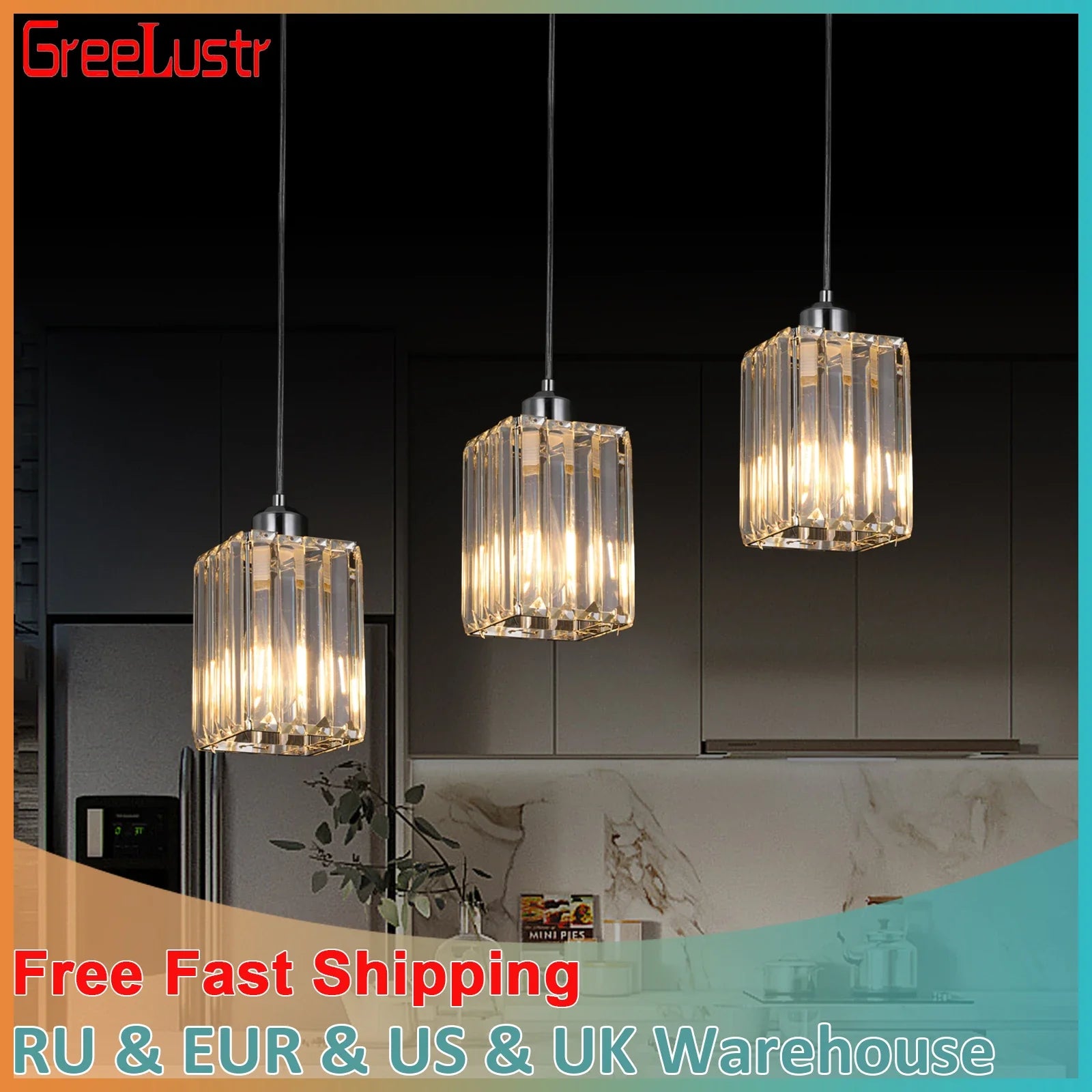 Afralia™ Crystal Pendant LED Chandelier for Dinning Room Home Decor