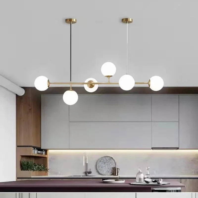 Afralia™ Nordic Glass Ball Chandelier: LED Lighting Fixture for Dining Room, Kitchen, Bedroom