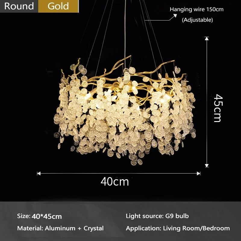 Afralia™ Luxe Crystal Ceiling Chandelier for Living Room - LED Indoor Lighting