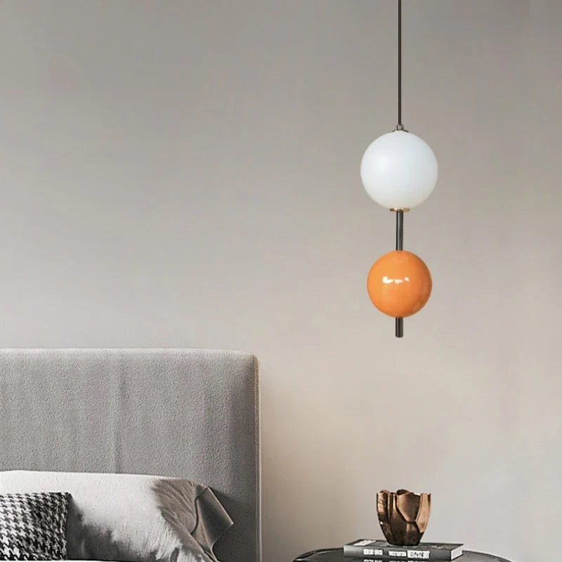 Afralia™ Colorful Ball LED Pendant Light - White Glass Ball Hanging Lamp for Home Decor