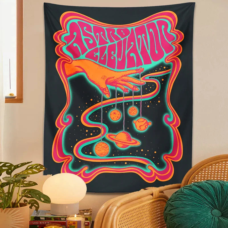 Psychedelic Planet Tapestry Wall Art Hanging for Boho Home Decor by Afralia™