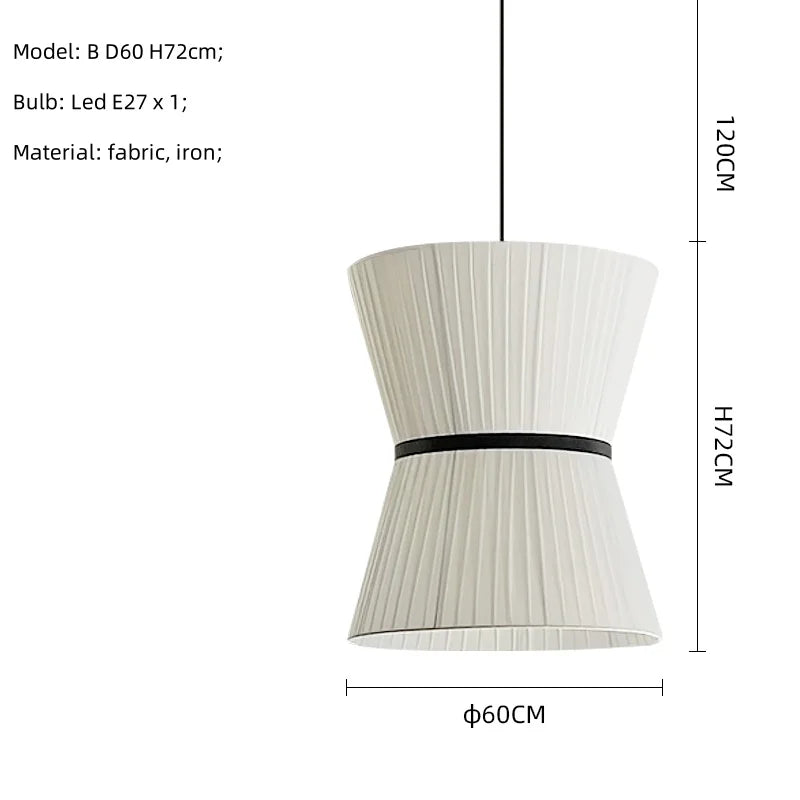 Afralia™ White Fabric LED Pendant Chandelier, Minimalist Living Room Ceiling Light