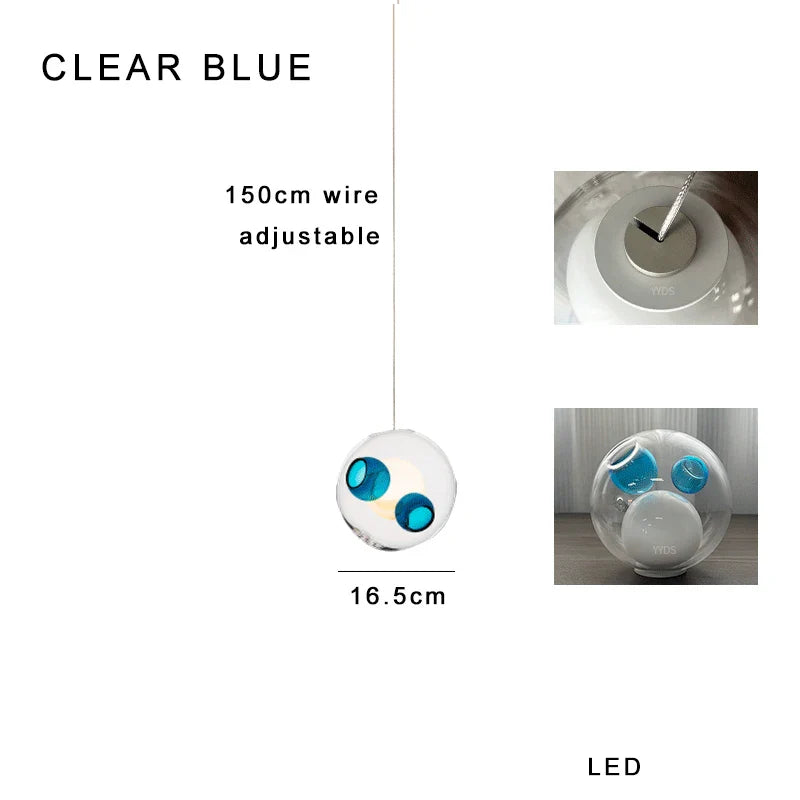 Afralia™ Clear Glass Pendant Light Dimmable LED Luxury Hanging Lamp