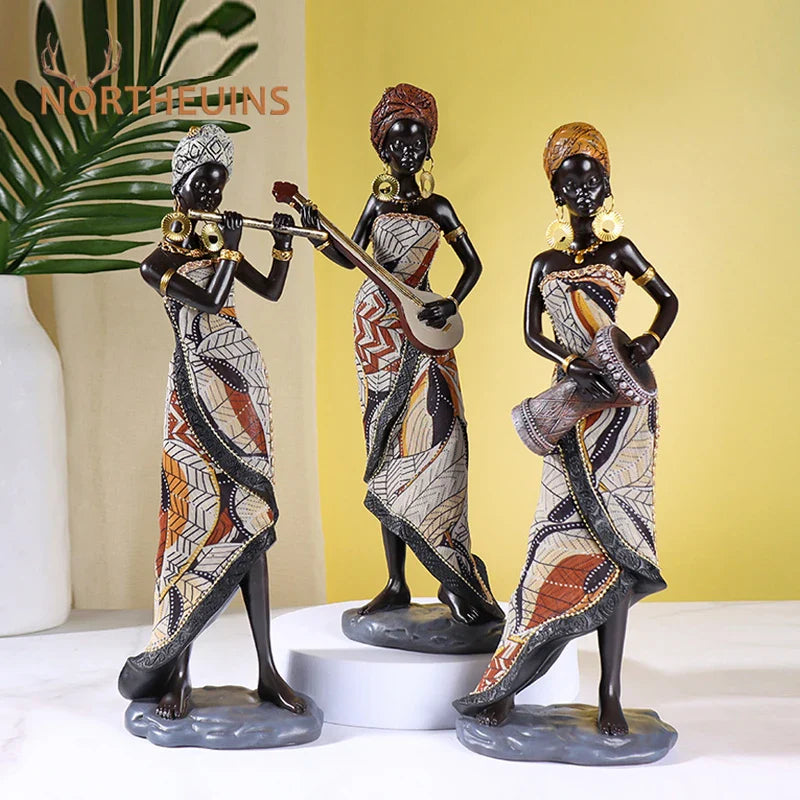 Afralia™ Vintage African Women Art Sculpture Home Decor Figurine