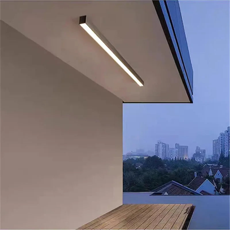 Afralia™ Black Linear LED Ceiling Light for Aisle, Bedroom, Dining, Living Room – Minimalist Design