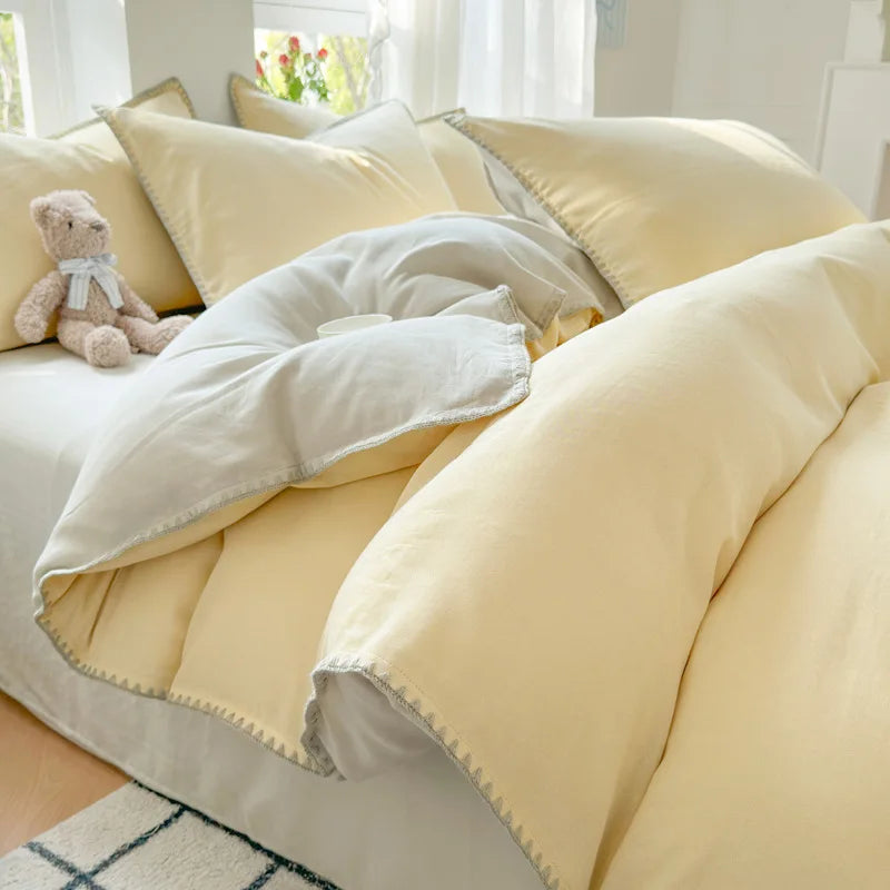 Afralia™ Cotton Edge Embroidery Bedding Set for Autumn/Winter