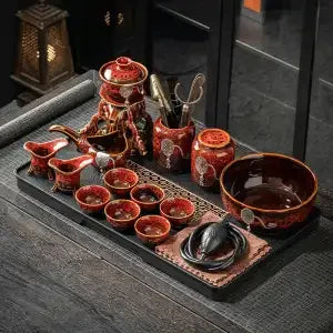 Afralia Dragon Teapot & Magnetic Rotating Tea Set, Chinese Kung Fu Teaware
