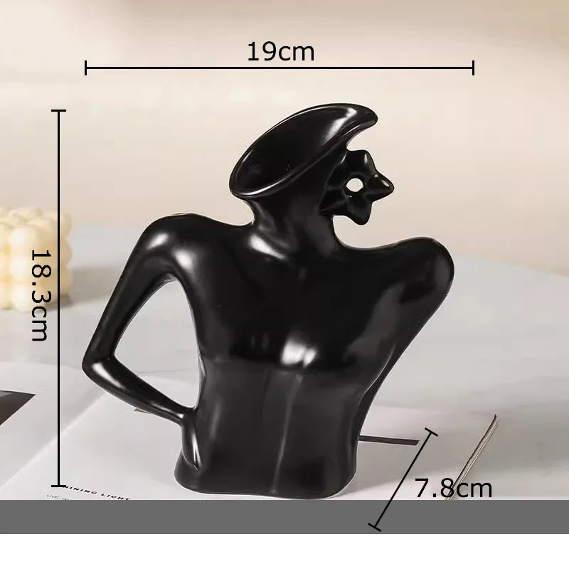 Afralia™ Elegant Dames Ceramic Vase Figure Flower Pot Desk Decoration Room Decor