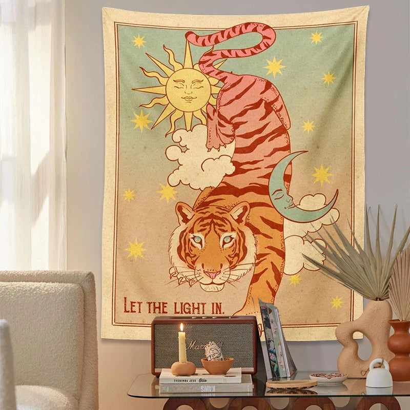 Afralia™ Tarot Tiger Tapestry: Celestial Wall Art for Living Room, Bedroom Decor