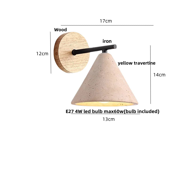 Afralia™ Canopy LED Wall Light Yellow Travertine Modern Iron Bedside Lamp