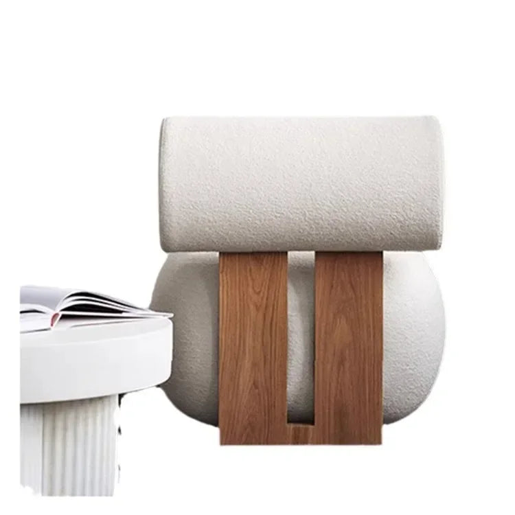 Afralia™ Nordic Solid Wood Sofa Chair Modern Light Luxury Cream Hippo Chair