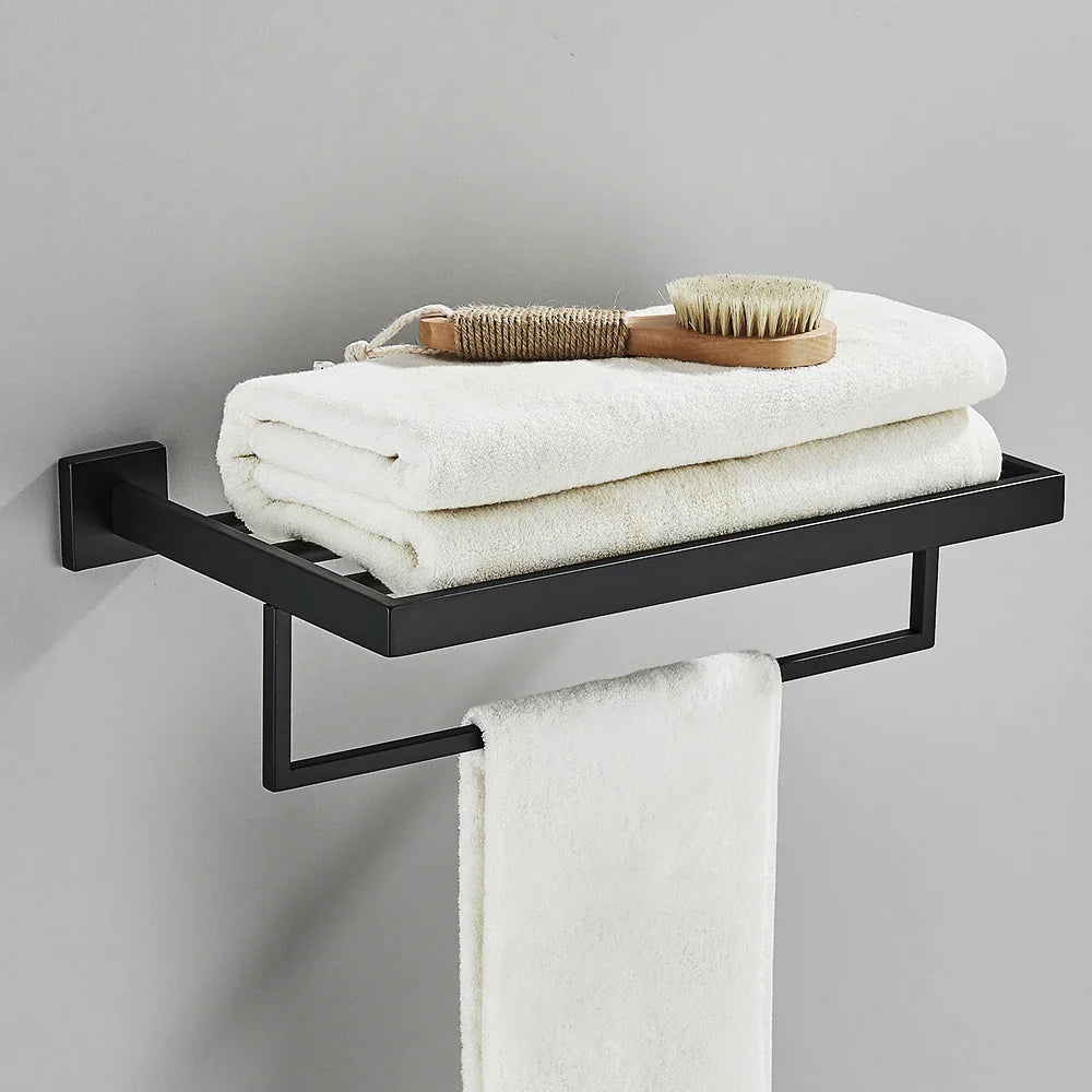 Afralia™ Black Towel Rack Bar 40cm SUS304 Modern Gold Cloth Holder Wall Mounted
