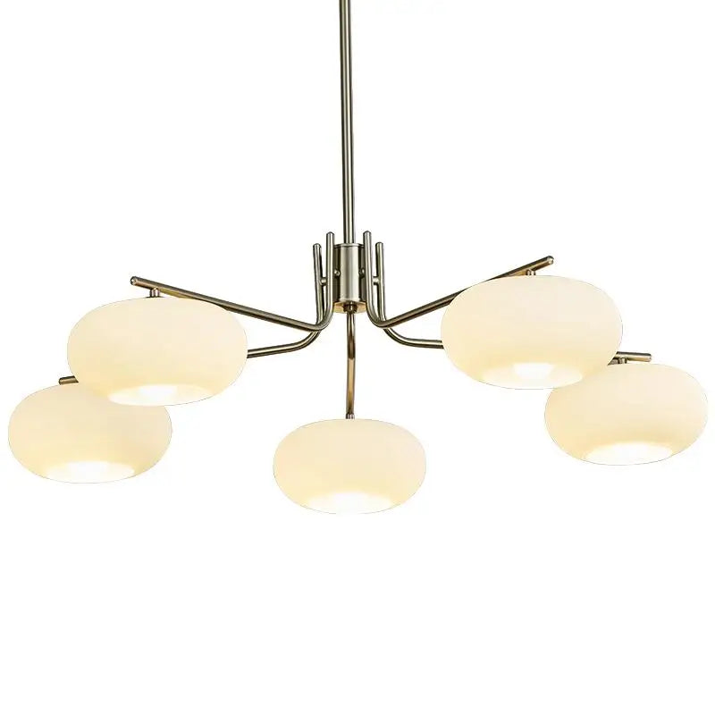 Afralia™ Glass Persimmon Chandelier: Bauhaus Medieval Inspired Milk White Lamp