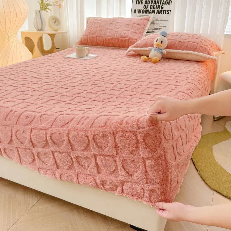 Afralia™ Milk Velvet Fitted Sheet: Soft Fleece Bed Cover for Cozy Winter Nights