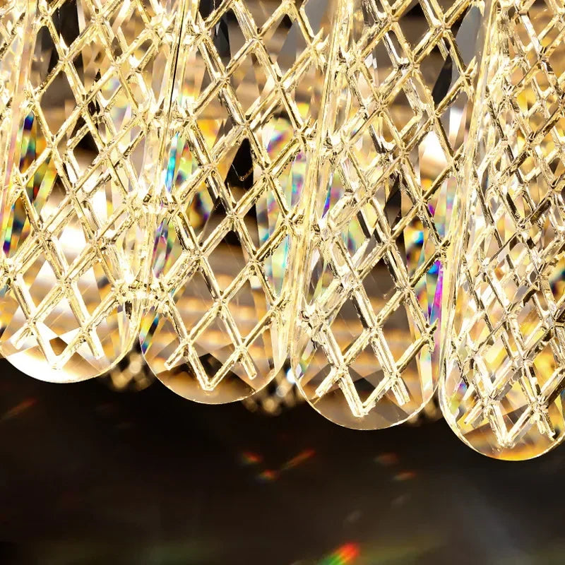 Afralia™ Modern Crystal LED Circle Chandelier Pendant Light for Living Room