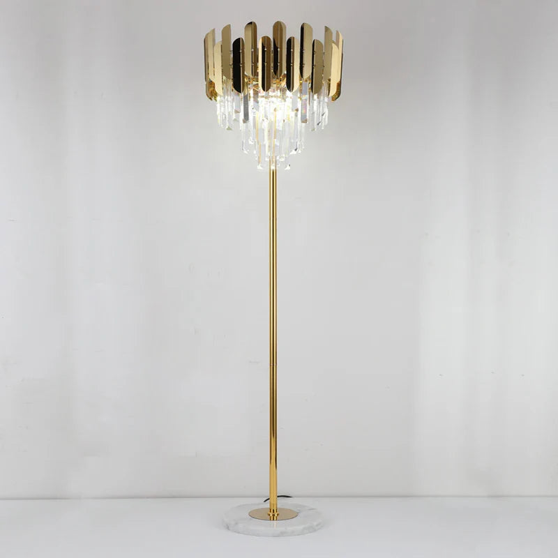 Afralia™ Crystal Gold Floor Lamp for Bedroom & Living Room - Modern Luxury LED Light