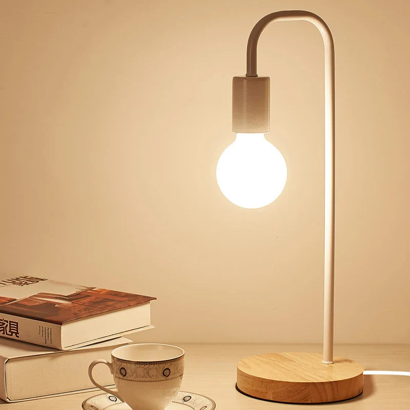Afralia™ Loft Vintage Desk Lamp Wooden E27 Edison Table Light