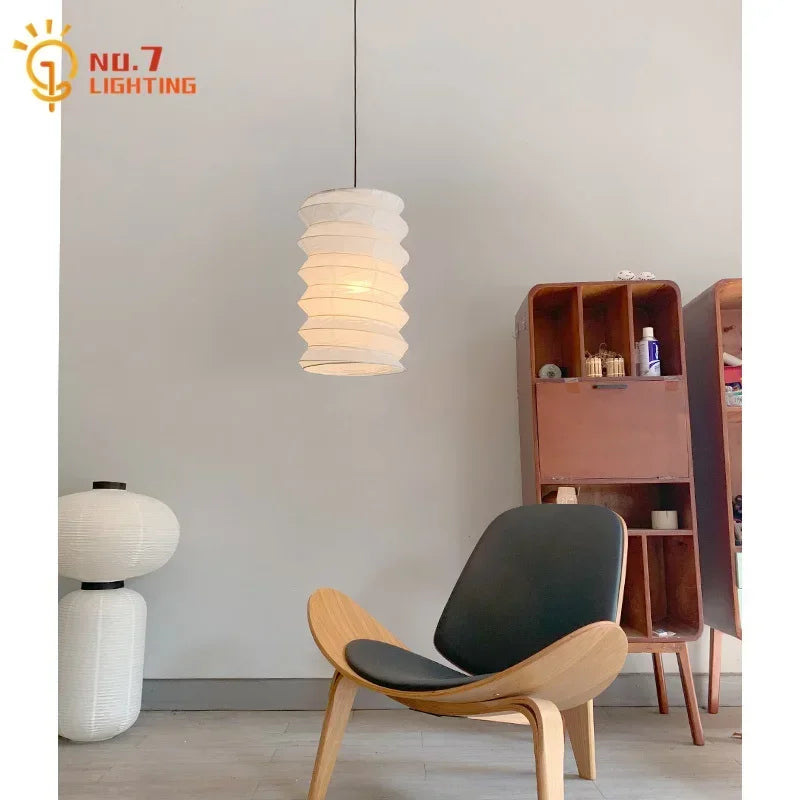 Afralia™ Akari Noguchi Pendant Lights: Retro White Rice Paper Hanging Lamp for Home Décor.