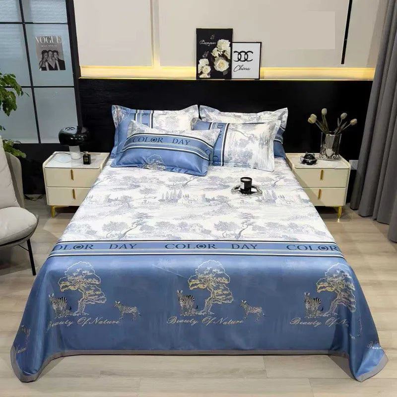 Afralia™ Multicolour Floral Patchwork Satin Bed Cover Set for Smooth Summer Comfort