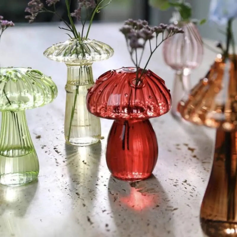 Mushroom Shaped Glass Vase - Modern Table Decoration for Home