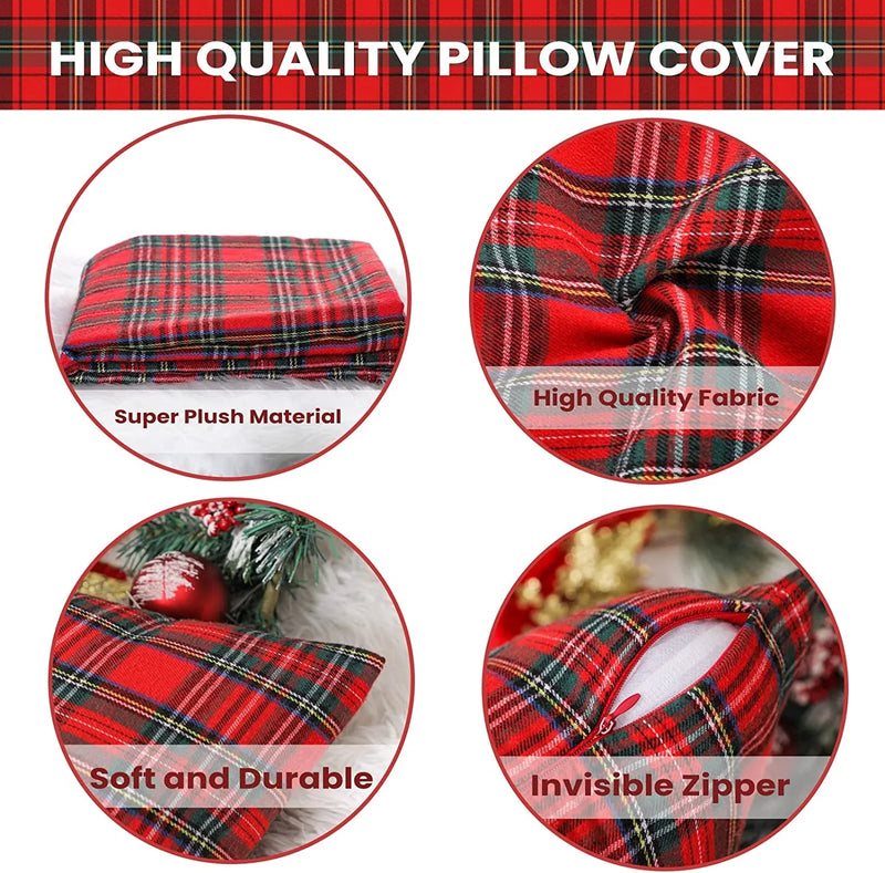 Afralia™ Christmas Plaid Decorative Pillow Covers for Farmhouse Holiday Decor