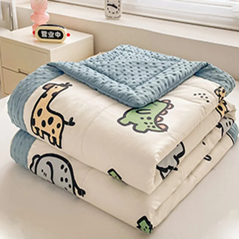 Afralia™ Cartoon Pattern Summer Comforter: Skin-Friendly Breathable Quilt for Kids & Adults