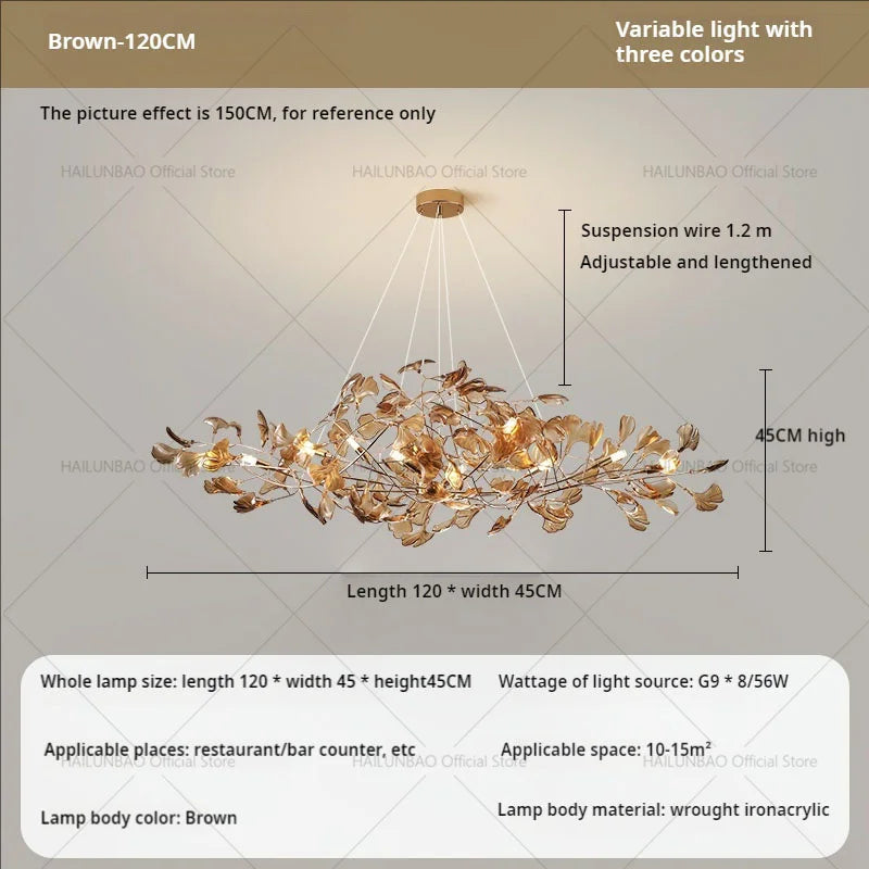 Afralia™ Gingko Leaf Chandelier: Modern Luxury Art Decor for Home, Restaurant & Bar
