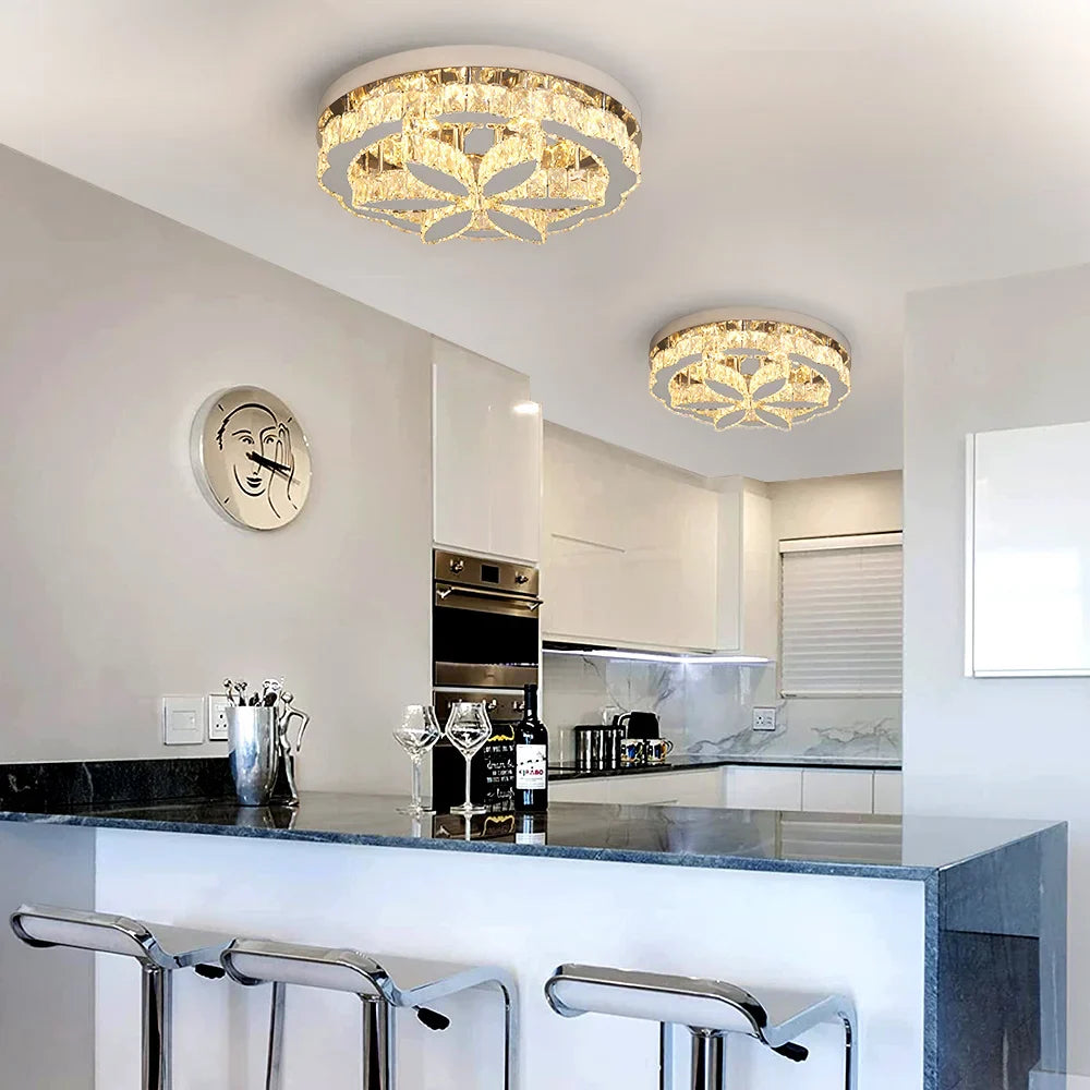 Afralia™ Crystal Ceiling Chandelier: Modern LED Light with RC Dimming for Luxe Home Decor