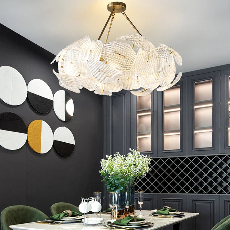 Afralia™ LED Glass Petal Chandeliers: Luxury Modern Hanging Lamps for Dining Table