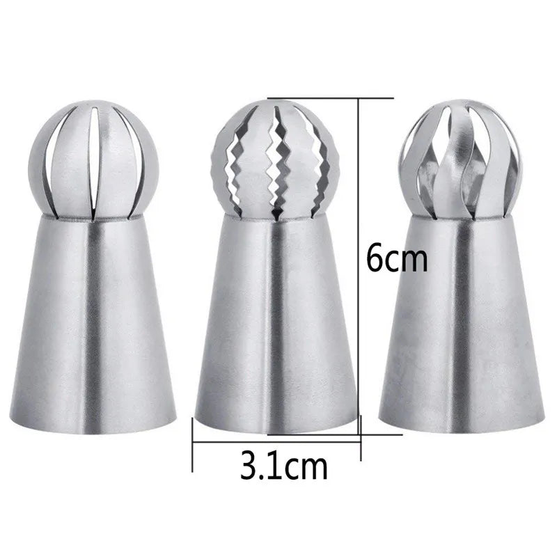 Afralia™ Cupcake Stainless Steel Sphere Piping Nozzles Pastry Tube Decoration Tools