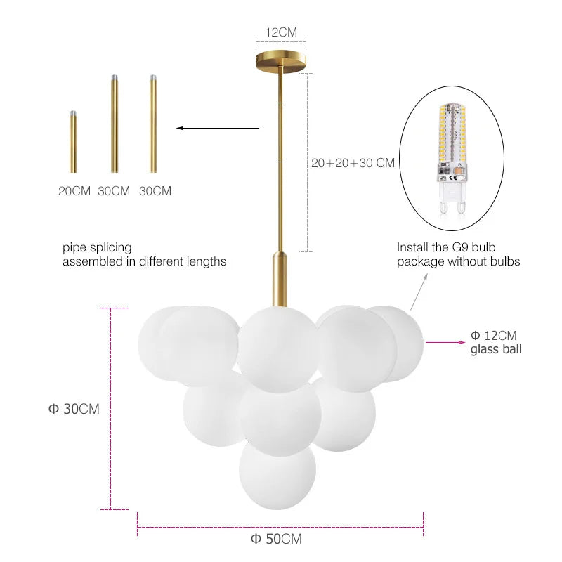 Afralia™ Modern Luxury Glass Chandelier for Living Room Bedroom Dining Table
