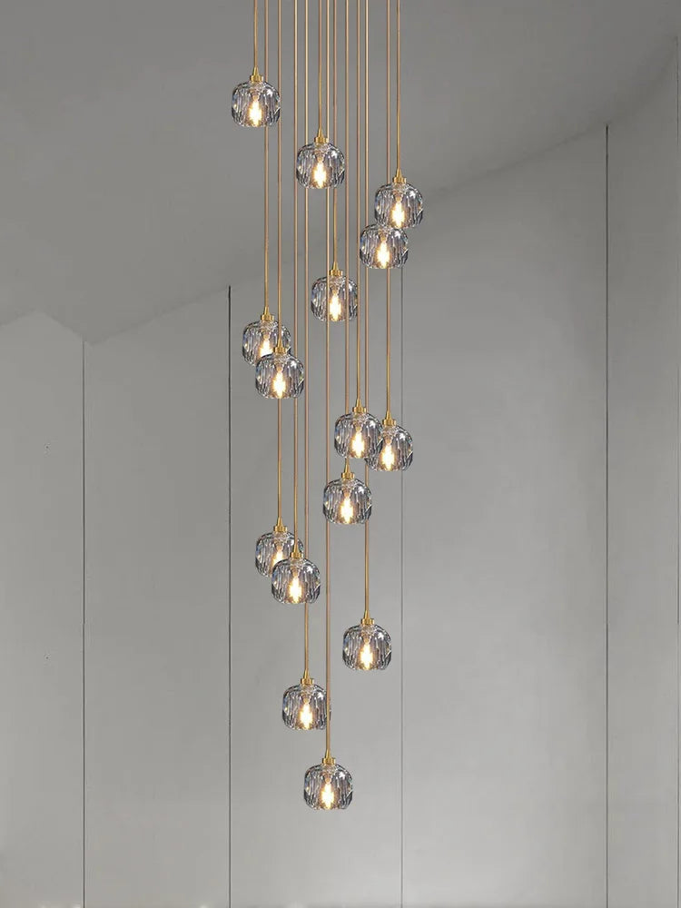 Afralia™ Crystal Stainless Steel Staircase LED Chandelier for Modern Luxury Interiors