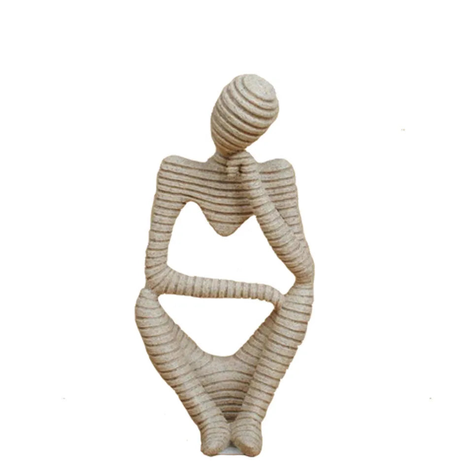 Afralia™ Thinker Statue Sandstone Sculpture Modern Home Office Decor