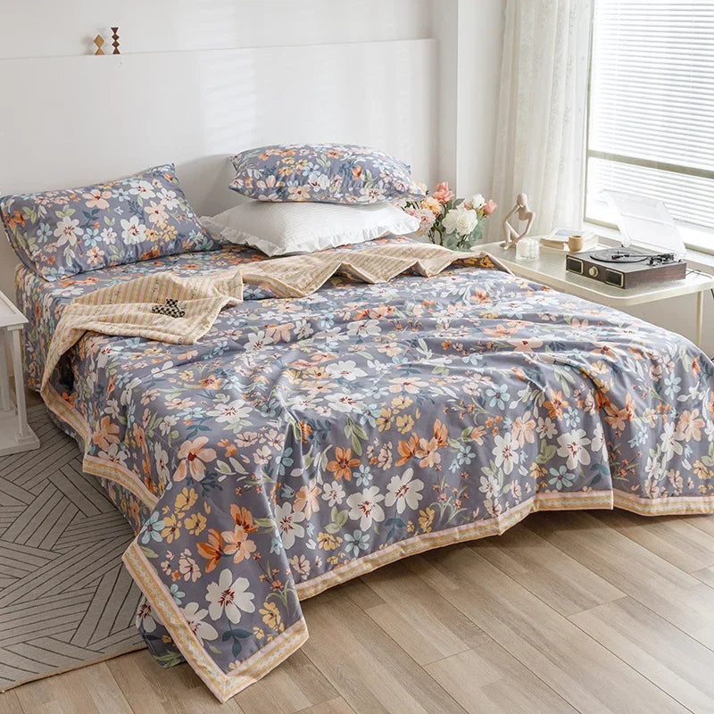 Afralia™ Summer Cotton Quilt Throws Blanket Twin Queen Size