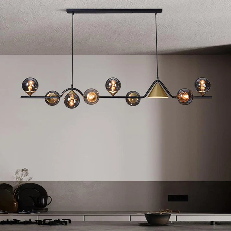 Afralia™ Black Gold Glass Chandelier LED Luxury Pendant Light