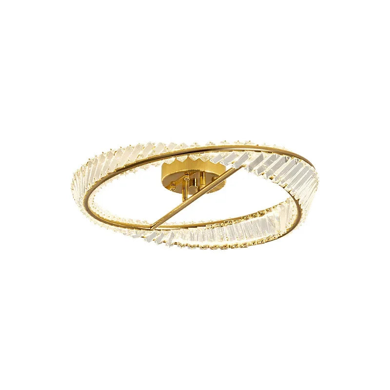 Afralia™ Crystal Rings LED Ceiling Light: Modern Dimmable Gold Lustre for Indoor Home Decor