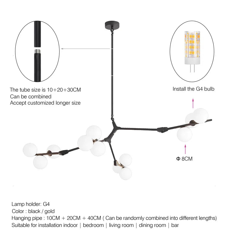 Afralia™ Luxury Glass Ball Chandeliers for Modern Living Room Dining Table Décor