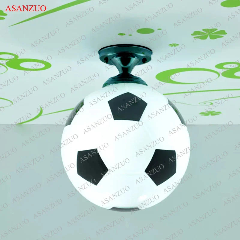 Afralia™ Football Shape LED Glass Pendant Ceiling Light for Kids Boys Bedroom