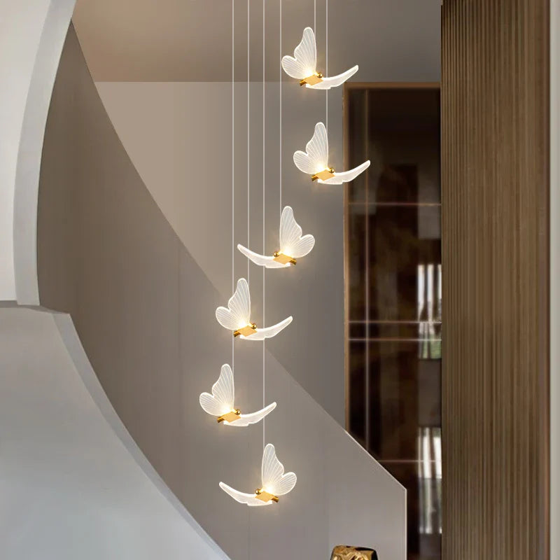 Afralia™ Golden Butterfly LED Chandelier: Modern Nordic Stylish Interior Lighting for Living Room, Bedroom & Kitchen.