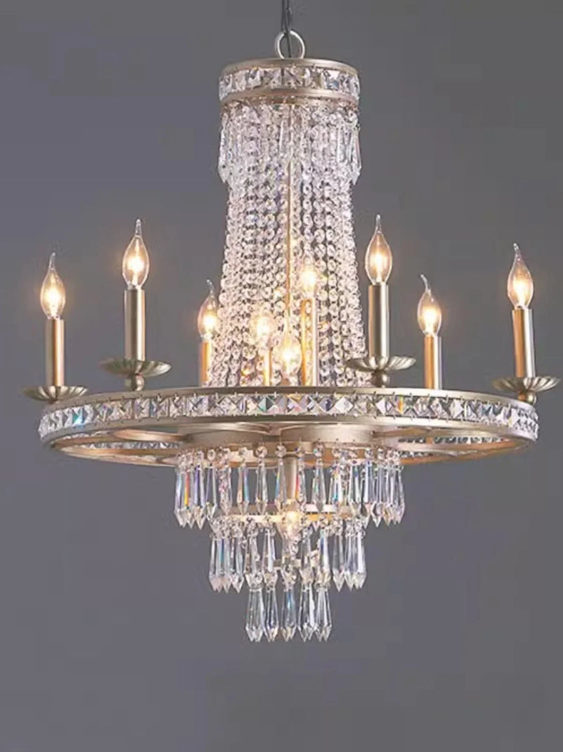 Afralia™ American Country Chandelier French Luxury Iron Crystal Lamp