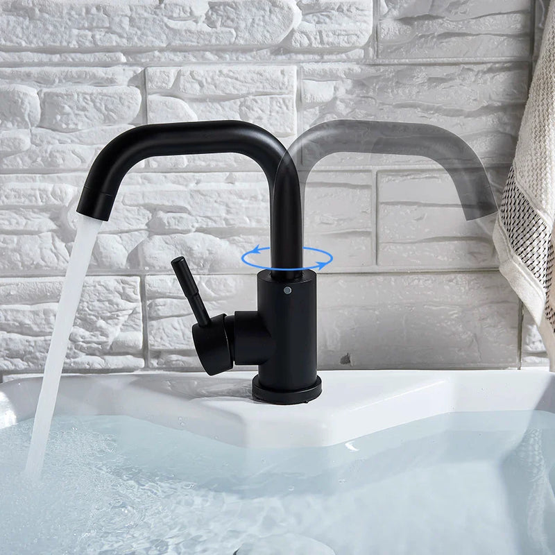 Afralia™ Rotatable Spout Basin Faucet for Hot/Cold Water Mixer, Deck Mounted Bathroom Taps