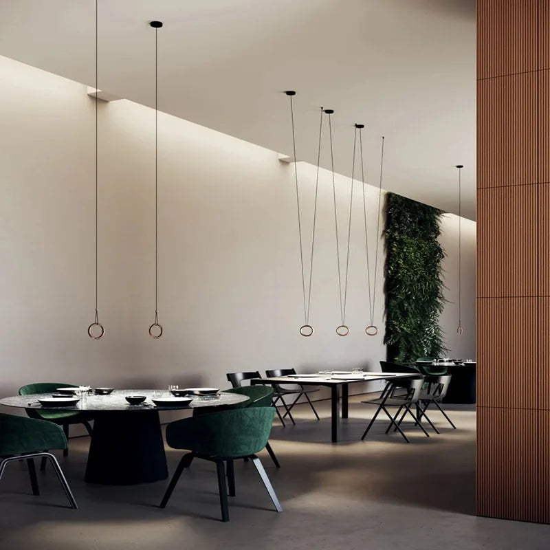 Afralia™ Metal Ring Pendant Lamp Italian Designer Restaurant Bar Studio Decor