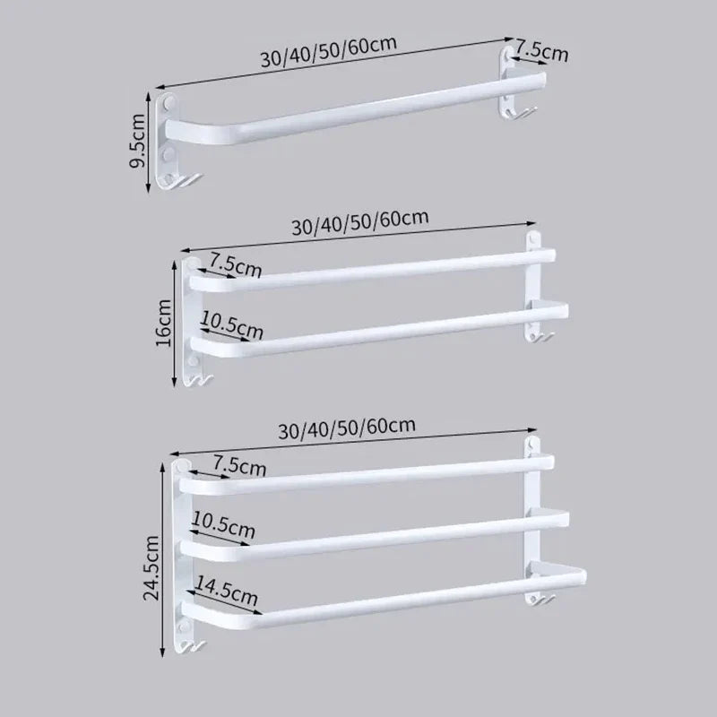 Afralia™ Stainless Steel Towel Rack Single/Double/Triple Pole with Hook Storage Rack