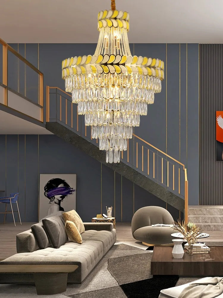 Afralia™ Luxury Duplex Building Staircase Chandelier