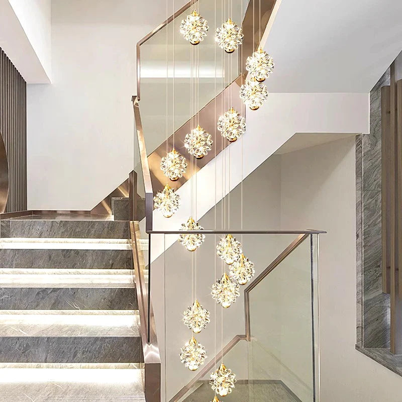 Afralia™ Modern Stair Chandelier Pendant Lights Indoor Ceiling Lamp LED Chandeliers for Living Room