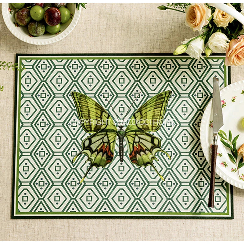 Afralia™ Butterfly Print Placemat: Pomegranate Floral Design, Non-Slip Dining Table Mats