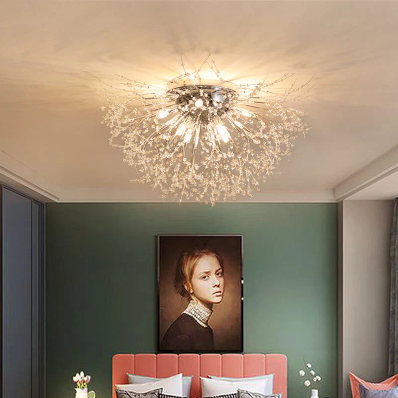 Afralia™ Nordic Dandelion Crystal Ceiling Lamp for Bedroom Living Room Dining Room